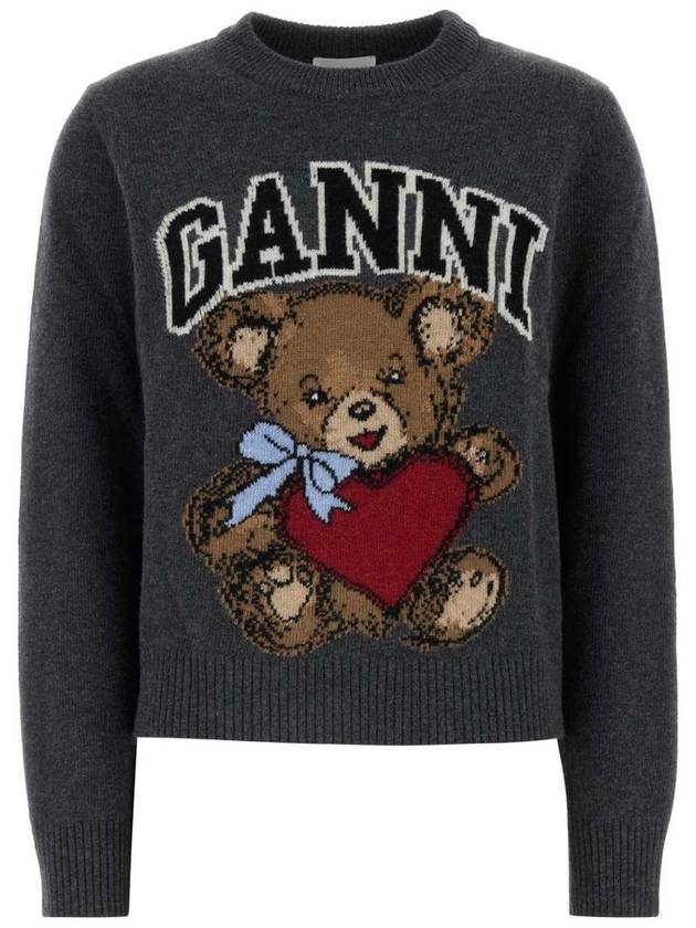 Graphic Bear Knit Top Grey - GANNI - BALAAN 2