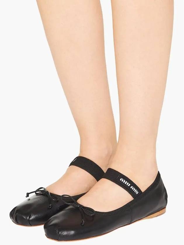 Women's Logo Leather Ballerinas Black - MIU MIU - BALAAN 6