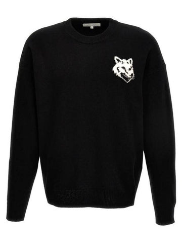 Intarsia Fox Head Comfort Knit Top Black - MAISON KITSUNE - BALAAN 1