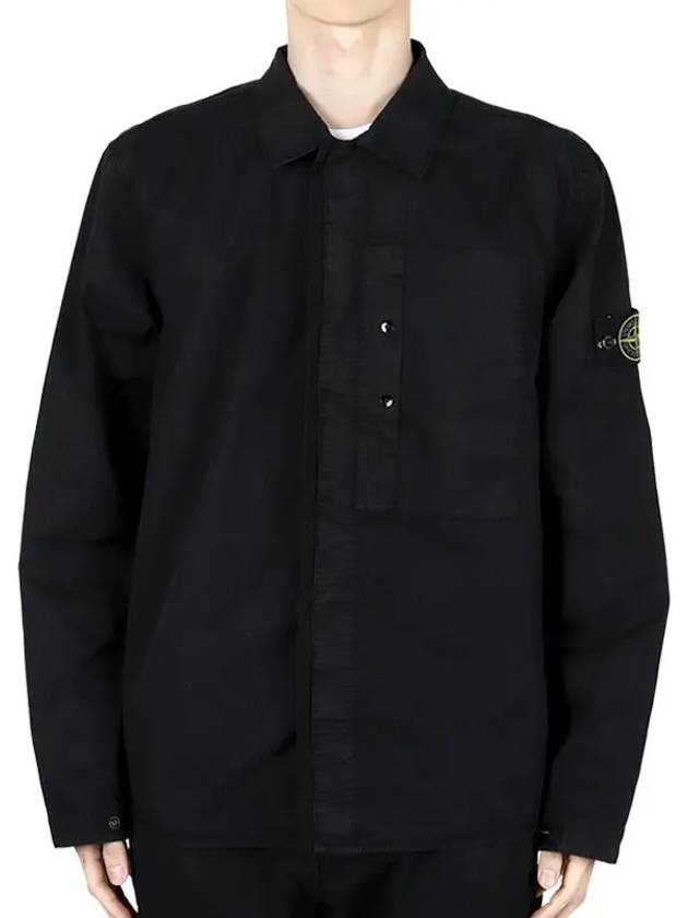 Supima Cotton Twill Over Long Sleeve Shirt Black - STONE ISLAND - BALAAN 2