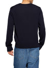 Heart Embroidered Logo Crew Neck Knit Top Navy - AMI - BALAAN 4