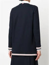 Cricket Stripe Lightweight Textured Cotton V-Neck Cardigan Navy - THOM BROWNE - BALAAN 5