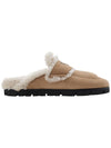 Women's Triangle Logo Shearling Lining Slippers Ecru - PRADA - BALAAN 3