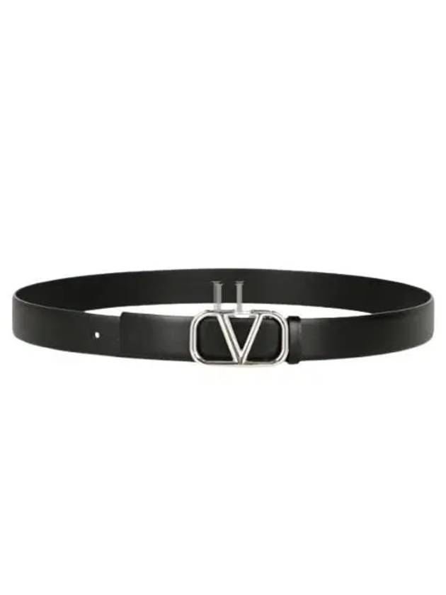 V Logo Signature Leather Belt Brown - VALENTINO - BALAAN 2