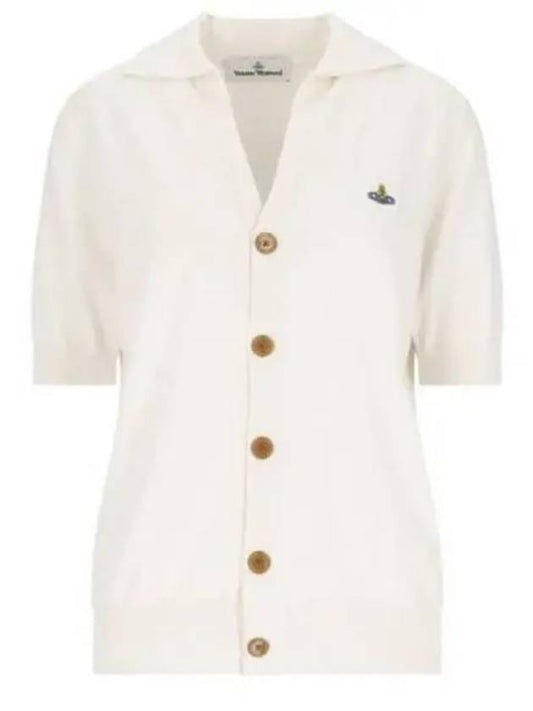 Polo Cashmere Short Sleeve Cardigan White - VIVIENNE WESTWOOD - BALAAN 1