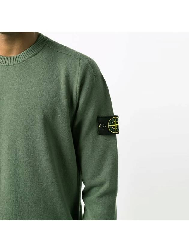 Stretch Wool Crewneck Knit Top Khaki - STONE ISLAND - BALAAN 5