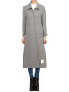 Women's Double Face Tech Round Collar Cotton Overcoat Medium Grey - THOM BROWNE - BALAAN 3