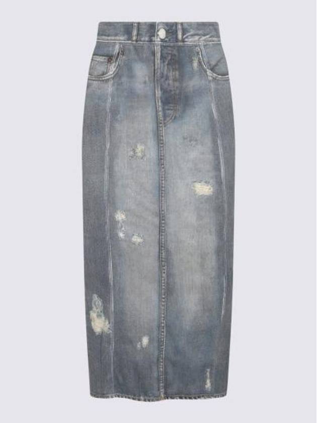 Print Rib Cotton Denim H-Line Skirt Blue - ACNE STUDIOS - BALAAN 3