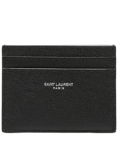 Embossed Leather Card Wallet Black - SAINT LAURENT - BALAAN 2