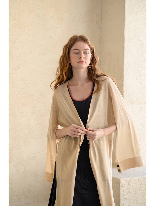 Kaijienne Interseasonal Split Sleeve Long Cardigan_Light Beige - CAHIERS - BALAAN 10