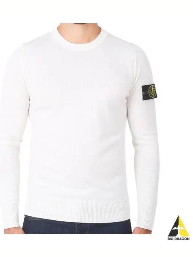 Logo Patch Crewneck Knit Top White - STONE ISLAND - BALAAN 2