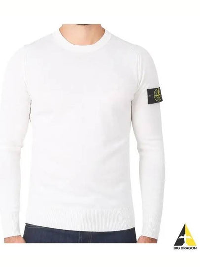 Logo Patch Crewneck Knit Top White - STONE ISLAND - BALAAN 2