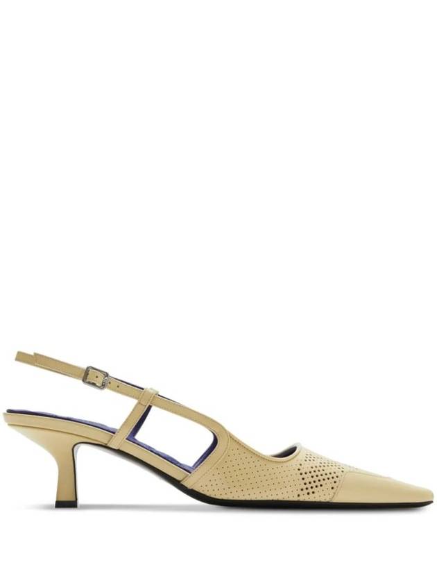 Leather Chisel Slingback Heels Beige - BURBERRY - BALAAN 1