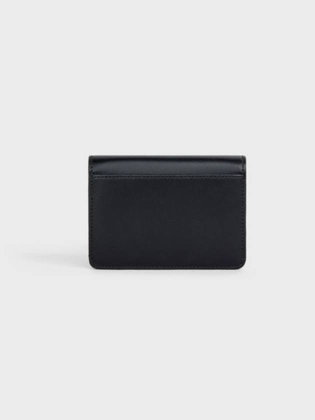 Triomphe Shiny Calfskin Flap Card Wallet Black - CELINE - BALAAN 6