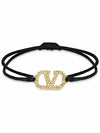 V Logo Signature Crystal Bracelet Black - VALENTINO - BALAAN 4