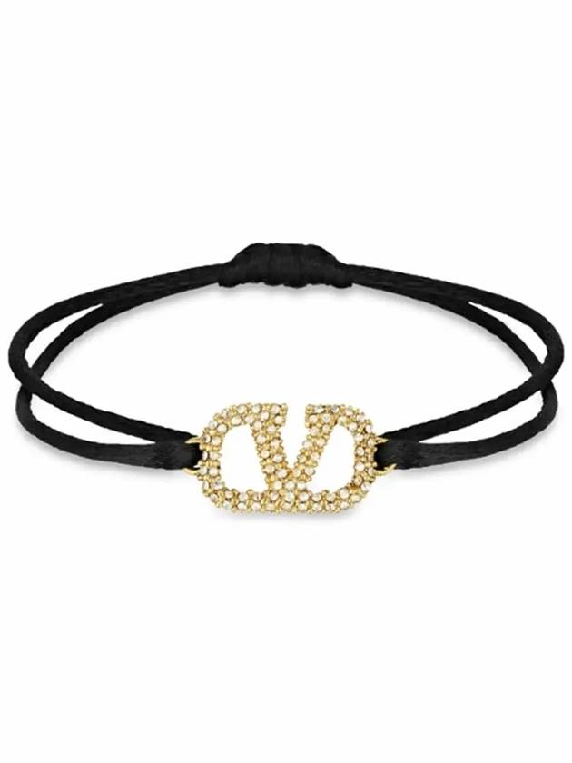 V Logo Signature Crystal Bracelet Black - VALENTINO - BALAAN 4