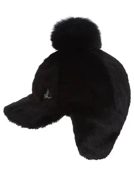 Fur Bell Earmuff Cap 8623LXAFBLACK - BLACK&WHITE - BALAAN 2