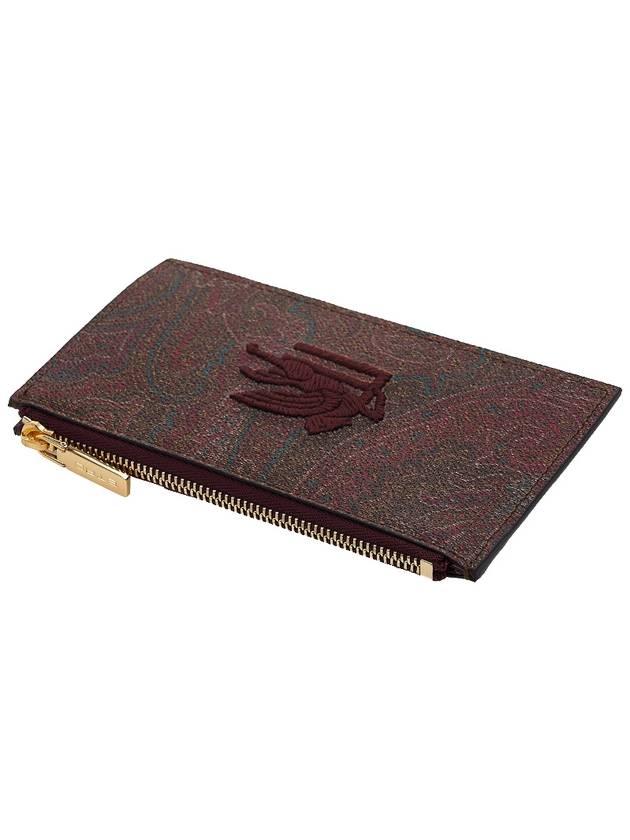 Embroidered Logo Paisley Card Wallet Brown - ETRO - BALAAN 5