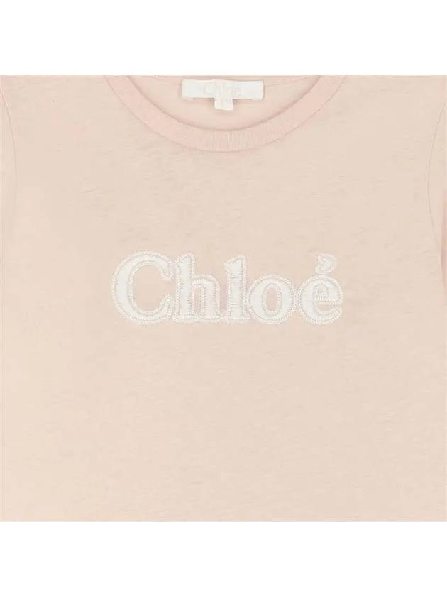 Kids Embroidered Logo Long Sleeve T shirt Pink - CHLOE - BALAAN 2