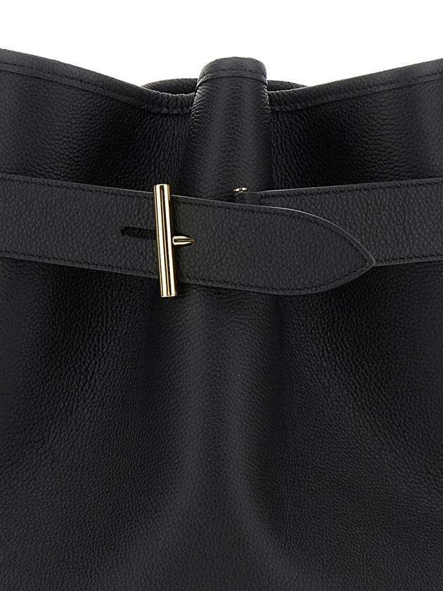 Black Medium Bucket Bag With Adjustable Shoulder Strap And Buckle Closure In Grained Leather Woman - TOM FORD - BALAAN 3