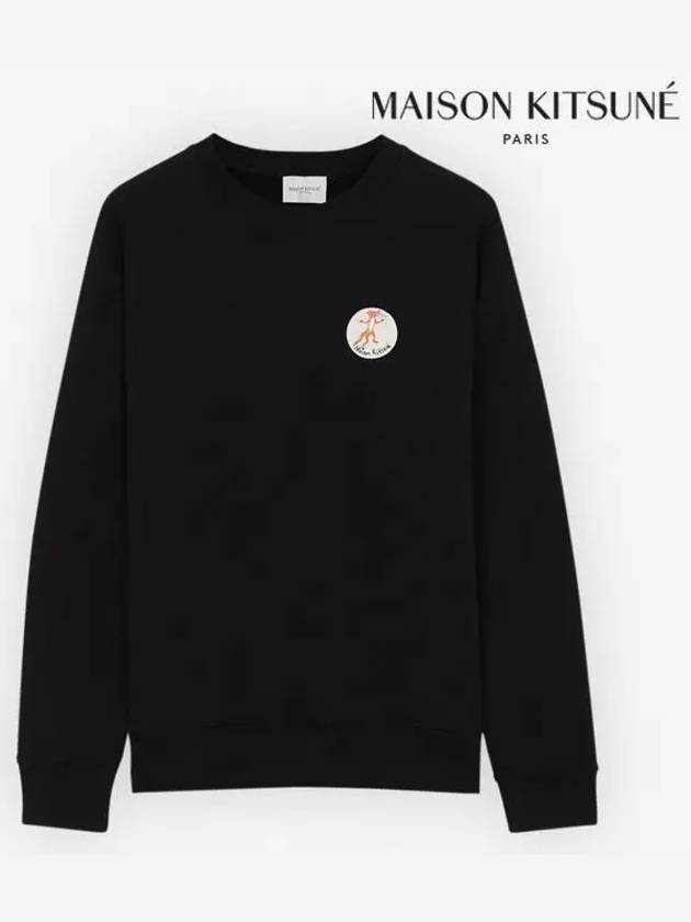 Oly Flower Fox Patch Sweatshirt Black - MAISON KITSUNE - BALAAN 3