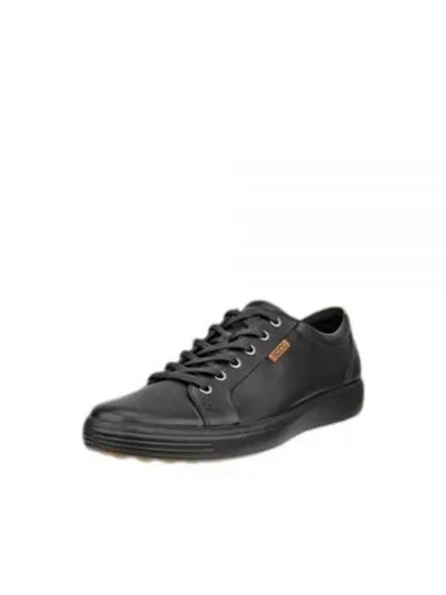 Men's Soft 7 M Leather Low Top Sneakers Black - ECCO - BALAAN 2