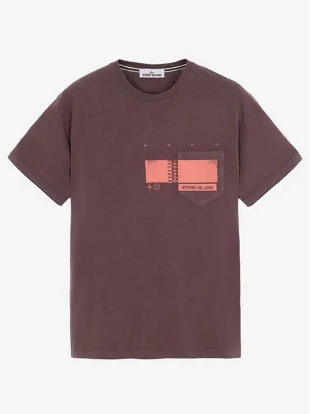 Painted Logo Pocket Short Sleeve T-Shirt Rose Brown - STONE ISLAND - BALAAN 3