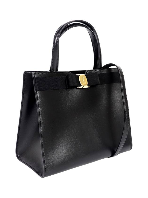 Vara Bow Top Handle Tote Bag Black - SALVATORE FERRAGAMO - BALAAN 4