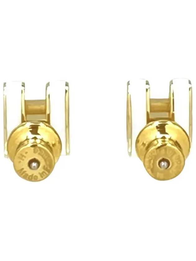 Mini Pop H Earrings Gold Gold Blanc - HERMES - BALAAN 6