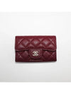 Classic Card Holder Grained Shiny Calfskin Gold Metal Burgundy - CHANEL - BALAAN 3