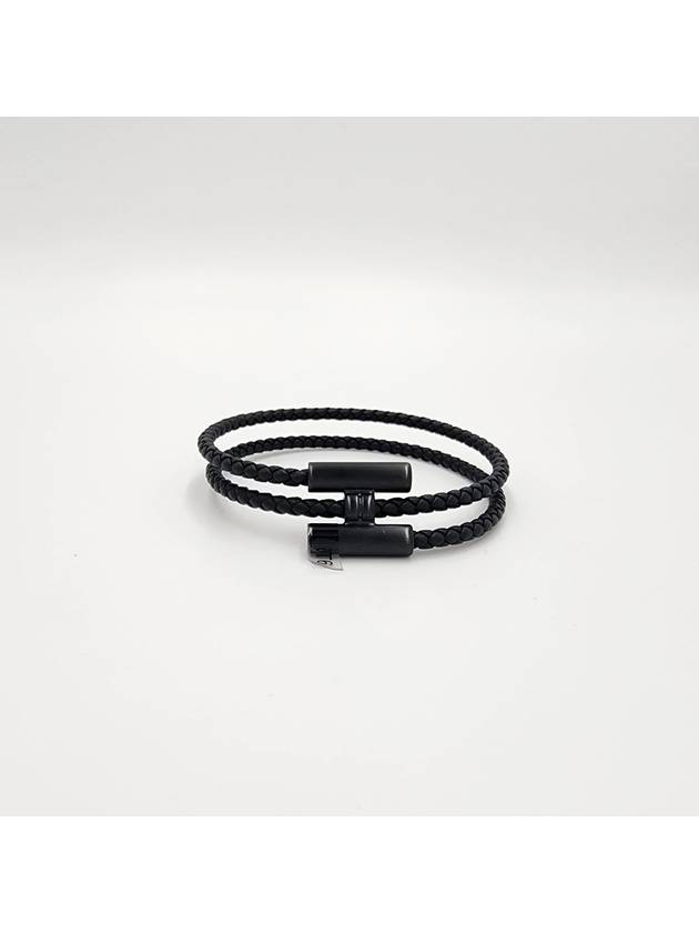 Tournis Tresse Leather Bracelet Noir - HERMES - BALAAN 2