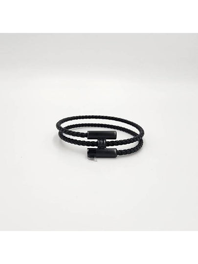 Tournis Tresse Leather Bracelet Noir - HERMES - BALAAN 2