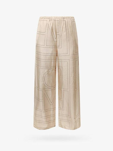 Silk Monogram Print Pyjamas Straight Pants Ivory - TOTEME - BALAAN 1