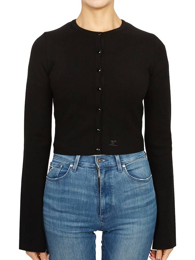 Courr ges 323MGI014FI0001 BLACK Women s Cardigan - COURREGES - BALAAN 3