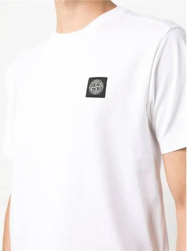 Logo Patch Cotton Short Sleeve T-Shirt White - STONE ISLAND - BALAAN 6