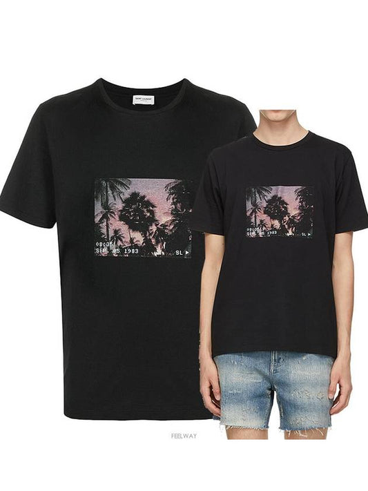 Paris VHS Sunset Short Sleeve T-Shirt - SAINT LAURENT - BALAAN