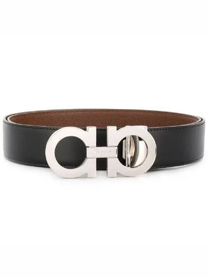 Reversible Gancini Leather Belt Black Brown - SALVATORE FERRAGAMO - BALAAN 2