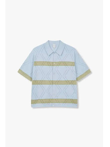 Knitted Striped Cotton Shirt Light Blue - PAUL SMITH - BALAAN 1