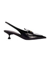 Kitten Penny Leather Loafer Slingback Heel Silver Black - MIU MIU - BALAAN 1