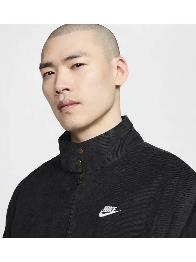 NSW Club Corduroy Harrington Zip Up Jacket Black - NIKE - BALAAN 4