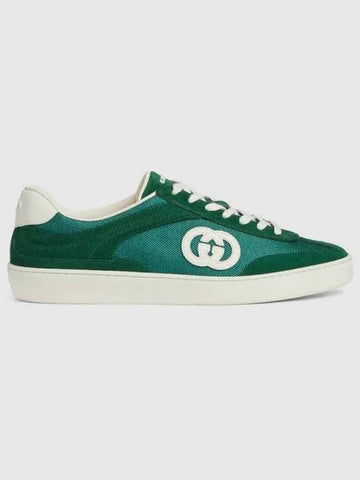 Interlocking G Suede Low Top Sneakers Green - GUCCI - BALAAN 1