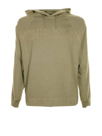 Men's Garment Dyed OLD Treatment Cotton Hoodie Green - STONE ISLAND - BALAAN 2