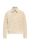 Button Suede Jacket Beige - AMI - BALAAN 2