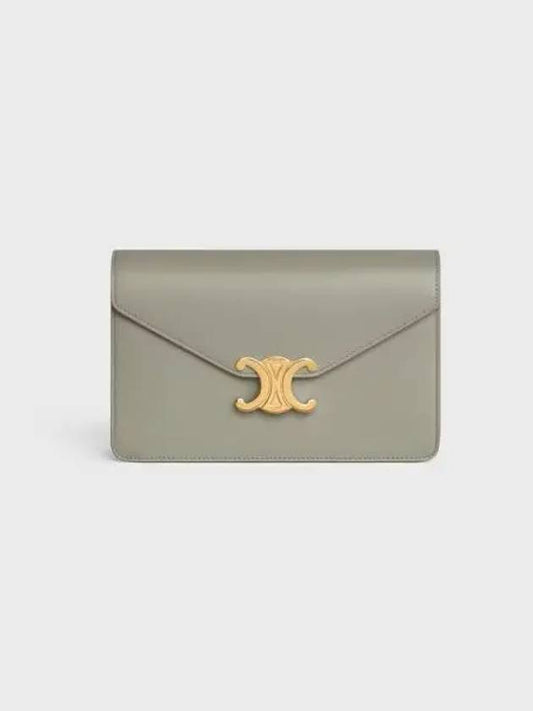 Triomphe Chain Shiny Calfskin Half Wallet Green Clay - CELINE - BALAAN 2