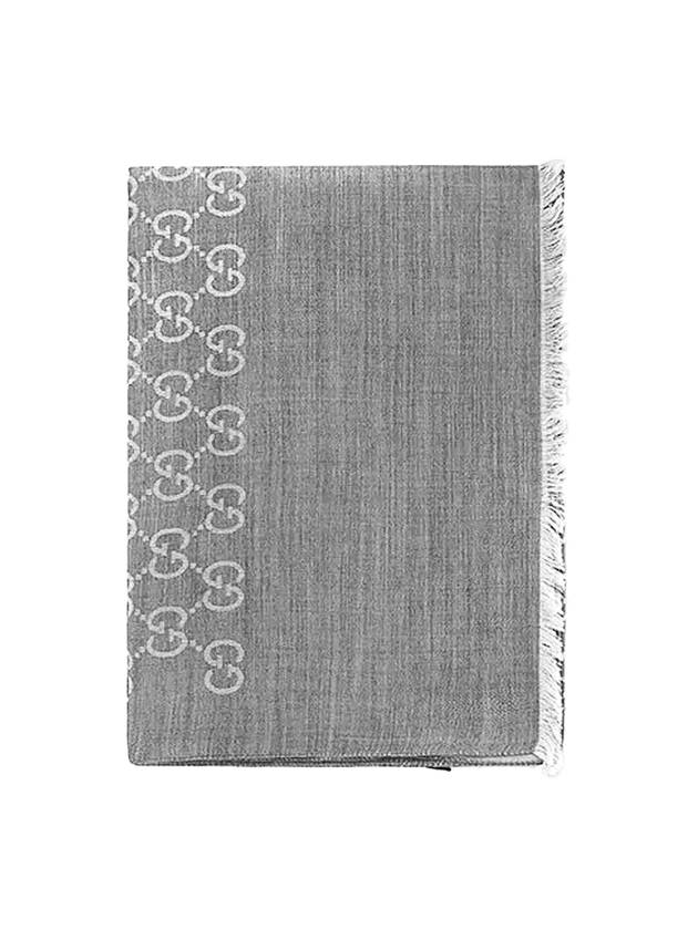 GG Jacquard Wool Silk Muffler Grey - GUCCI - BALAAN 1