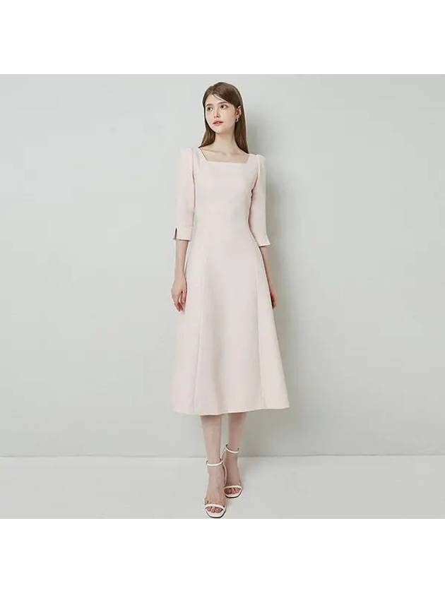 Lisa square neck tweed midi dress pink - AME - BALAAN 6