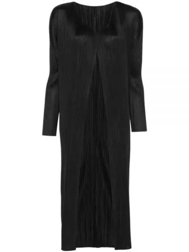 Pleats Basic Long Cardigan Black - ISSEY MIYAKE - BALAAN 2