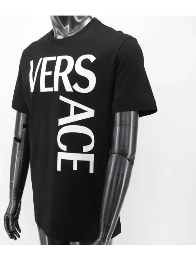 Men's Logo Print Short Sleeve T-Shirt Black - VERSACE - BALAAN 5