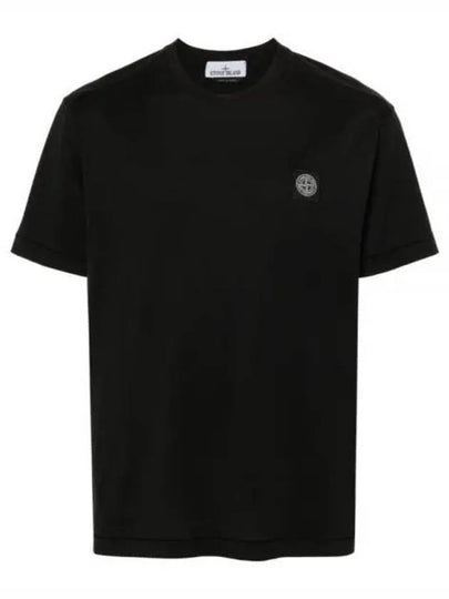 Logo Patch Short Sleeve T-Shirt Black - STONE ISLAND - BALAAN 2