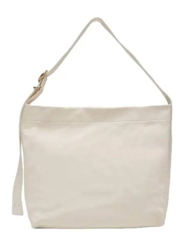 Women's Small Embossed Logo Leather Shoulder Bag White - JIL SANDER - BALAAN 2